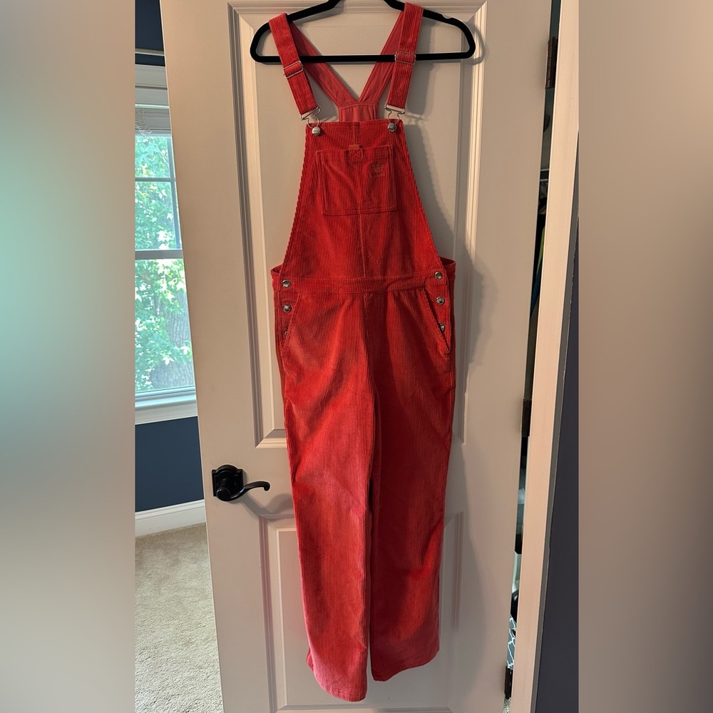 adidas Women's Red Denim Overalls